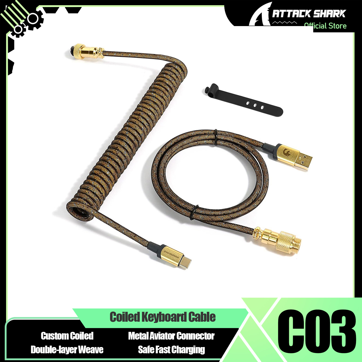 Coiled Usb Cable - ATTACK SHARK * MAMBASNAKE C03 Spiralkabel