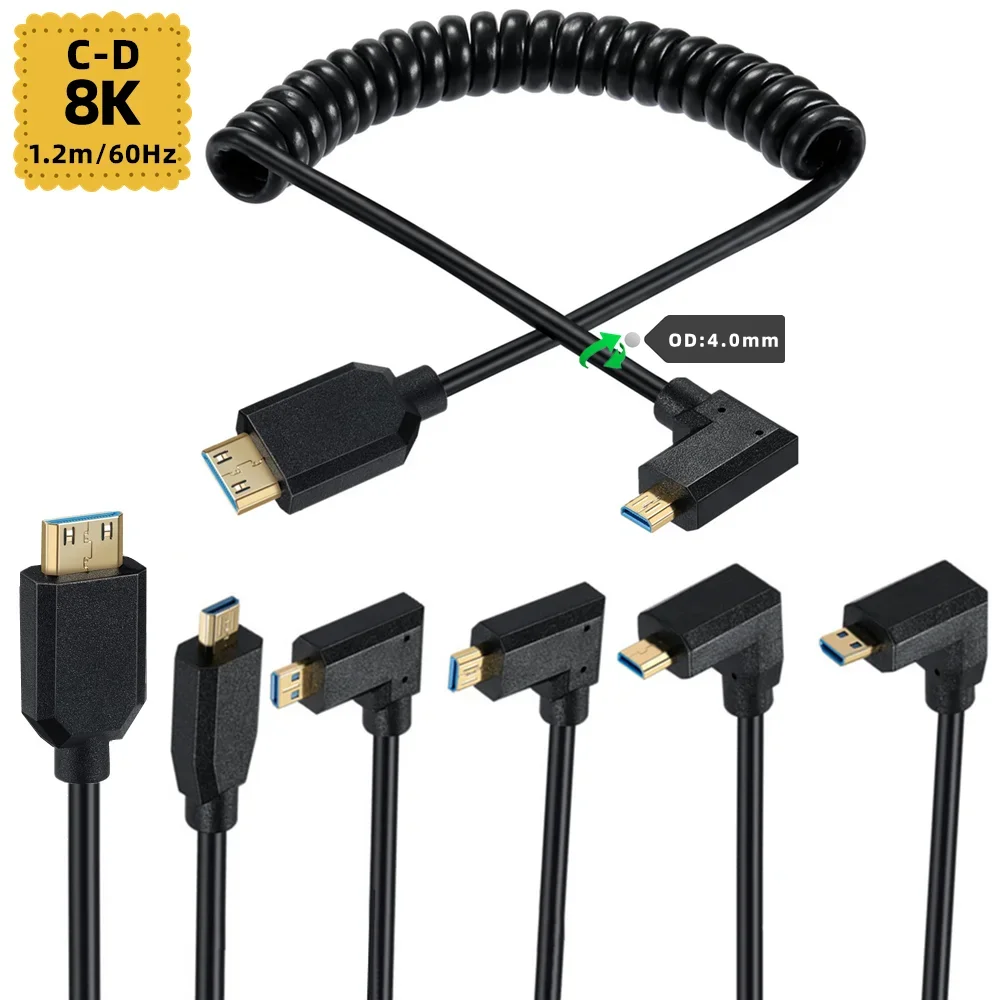 Coiled Usb Cable - 2.1 Version 8K@60Hz 4K@120Hz Micro-HDMI-kompatibler Stecker