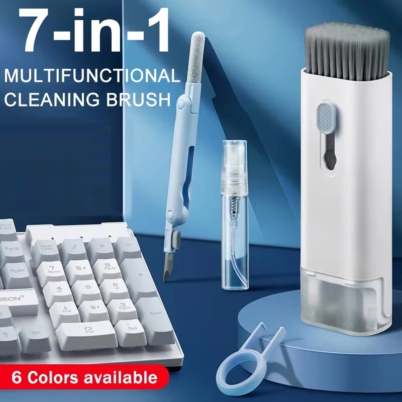 Keycap Puller Ring - 7-in-1 Tastaturreiniger-Bürsten-Set, Kopfhörer-Reinigungsstift, Staubentferner mit Tastenkappen-Entferner