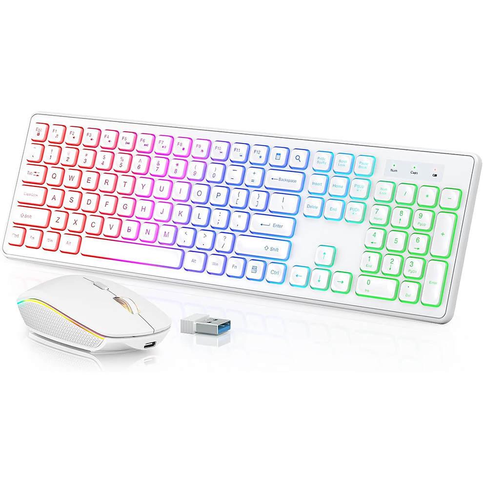 Gaming Keyboard Bluetooth - Kabellose Tastatur und Maus mit Hintergrundbeleuchtung,