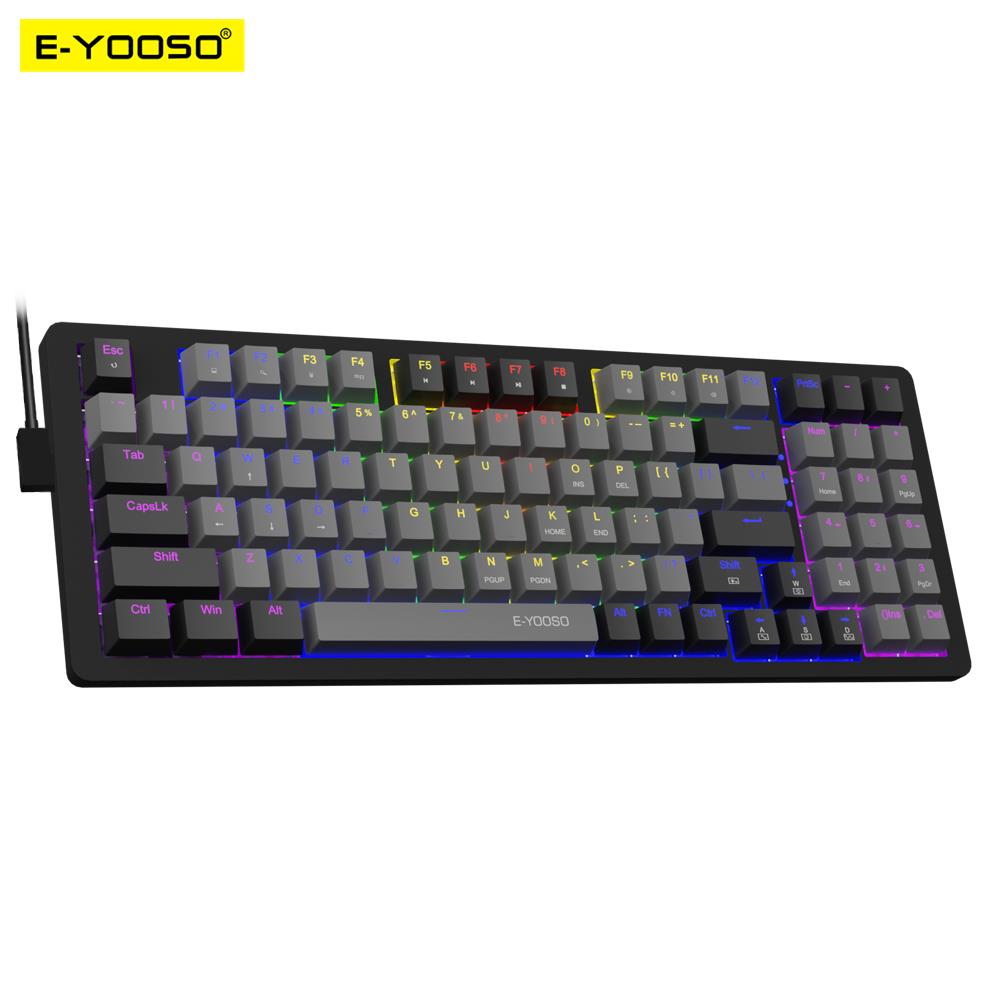 Keyboard Gaming Blue Switch - E-YOOSO Z94 USB-mechanische Gaming-Tastatur, kabelgebunden, einfarbig,