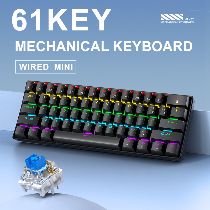 K61 Kabelgebundene Mechanische – Keyboard Gaming Blue Switch Bewertung und Preis