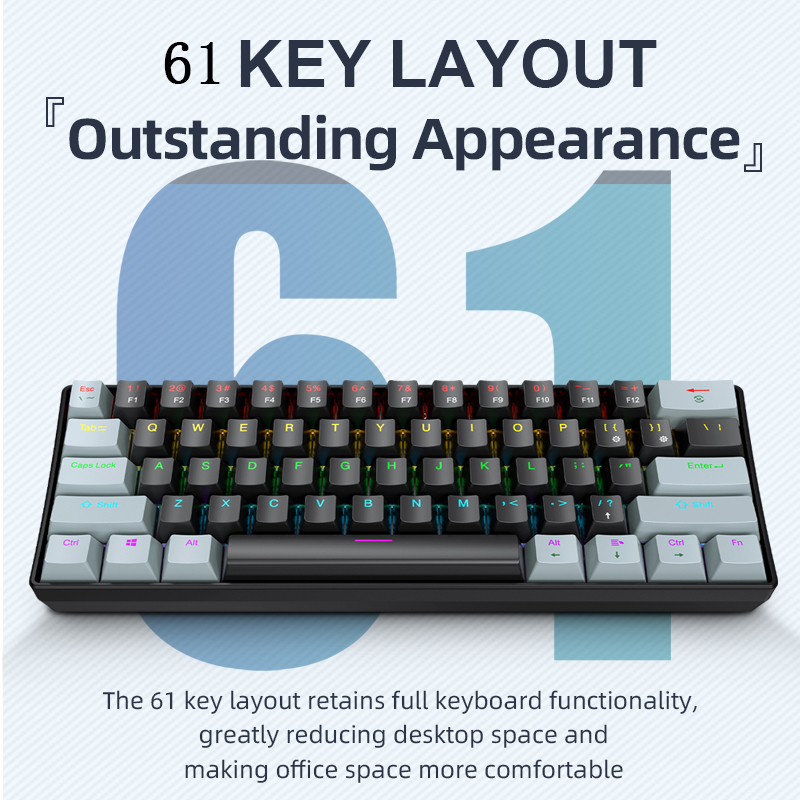 K61 Kabelgebundene Mechanische – Keyboard Gaming Blue Switch Bewertung und Preis